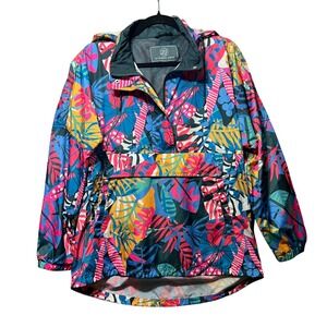 Lauren James Pullover Anorak Jacket Tropical Print Rain Windbreaker‎ Small